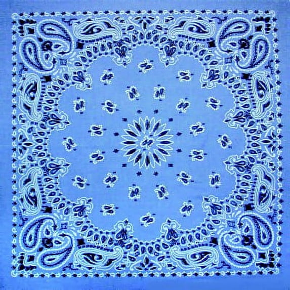 Paisley Bandanna, Chambray Blue, 22" x 22" (12-PACK)