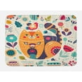 thumbnail image 1 of Paisley Bath Mat, Little Smiling Chubby Cheek Cat Animal with Various Oriental Leaf Flower Artwork, Non-Slip Plush Mat Bathroom Kitchen Laundry Room Decor, 29.5 X 17.5 Inches, Multicolor, Ambesonne, 1 of 2