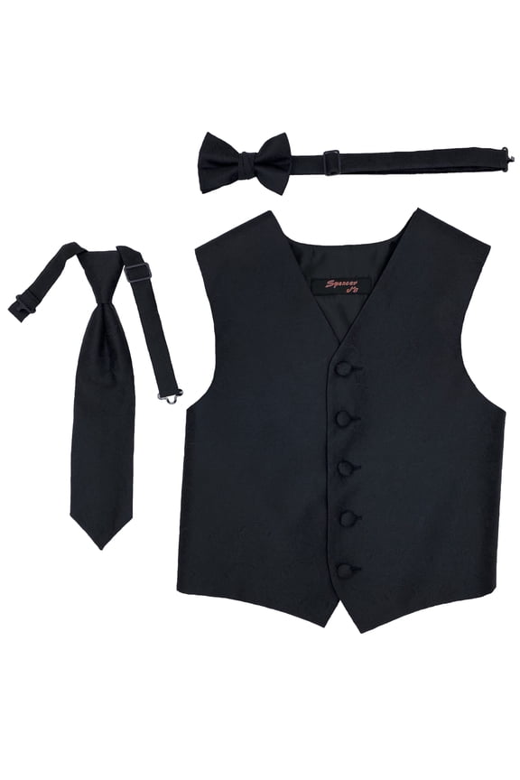 Paisley Black Boys Satin Vest Spencer J - Boys 1-2