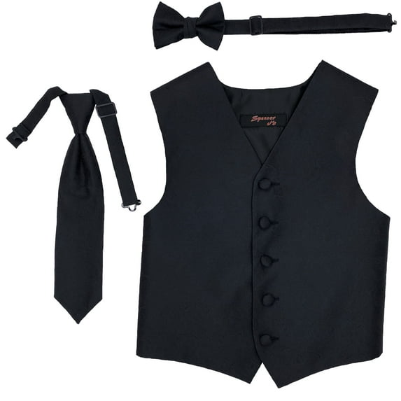 Paisley Black Boys Satin Vest Spencer J - Boys 9-10