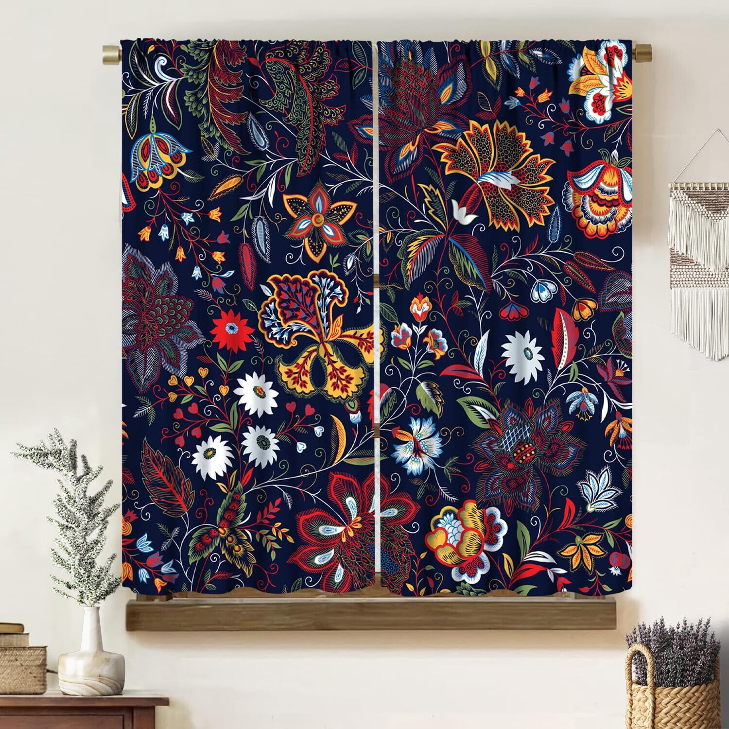Paisley Blackout Curtains for Home Decor,Classic Vintage Floral Paisley Modern Luxury Aesthetics Printed Rod Pocket Window Treatments Drapes for Kitchen Bedroom Living Room 84" W X 84" L