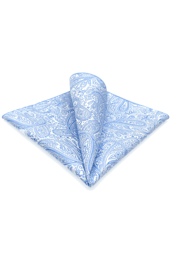 Paisley Blue Mens Pocket Square Handkerchief for Suit Jacket Silk