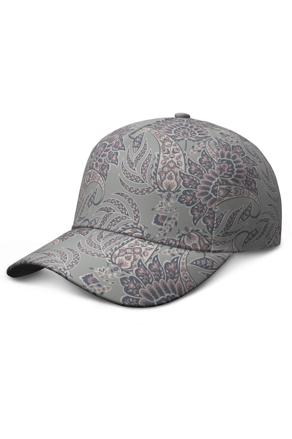 Paisley Bohemian Baseball Cap – Vintage Ethnic Floral Geometric Colorful Art Dad Hat, Boho Retro Abstract Decorative Pattern Mandala Exotic Artistic Elegant Classic Chic