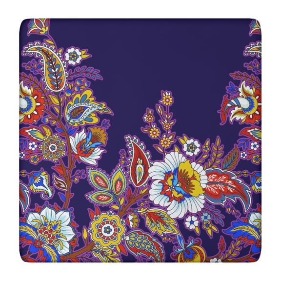 Paisley Bohemian Vintage Elastic Fitted Tablecloth - Windproof Washable Square Table Cover for Outdoor Picnic (36x36 Inches)