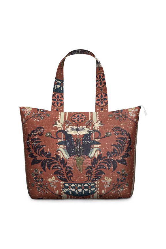 Paisley Boho Design Duffel Chic Vintage Weekender Bag with Artistic Floral Pattern, Ethnic Mala Inspired Design