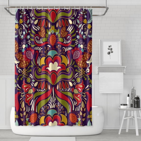 Paisley Boho Design Shower Curtain Vintage Retro Floral Abstract Decorative Bathroom Decor 72x72 Inch with Metal Grommets