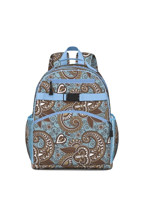 Paisley Boho Design Vintage Paisley Pattern School Backpack Adjustable Padded Straps Chest Buckle Water-Resistant Durable Bookbag