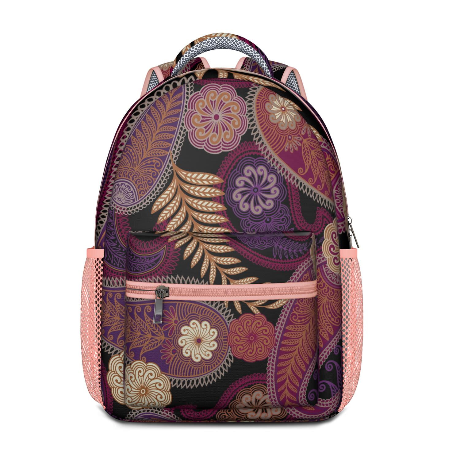 Paisley Boho Vintage Backpack - Waterproof Ergonomic Bookbag with Spacious Compartments for School