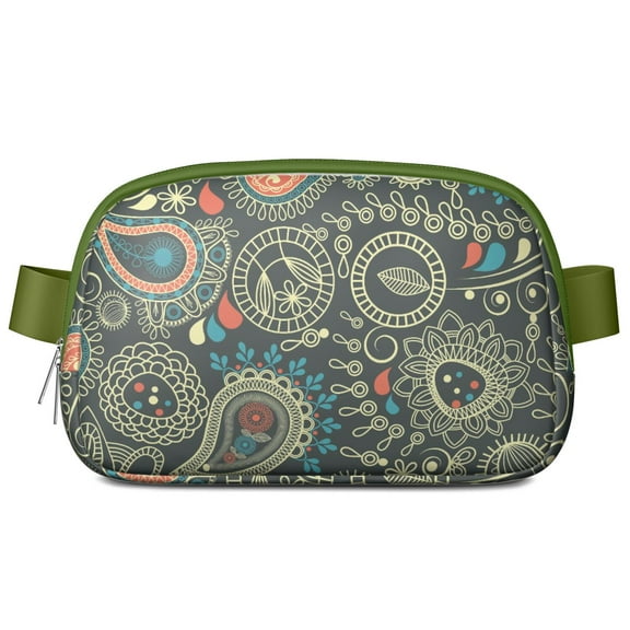 Paisley Boho Waist Bag – Waterproof Fanny Pack with Intricate Floral Paisley Motifs, Handcrafted & Decorative Design