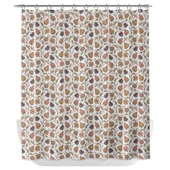 Paisley Botanical Shower Curtain - Water Repellent Fabric Shower Curtains Washable, Vintage Aesthetic Foliage Blossom Decorative Polyester Cloth Bathroom Curtains Modern Bath Decor 72"x72"