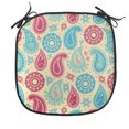 thumbnail image 1 of Paisley Chair Seating Cushion, Retro Style Patterns and Flowers in Design Detailed Print, Soft Seat Pads for Office with Anti-slip Backing, 16"x16", Turquoise Pink Cream, by Ambesonne, 1 of 7