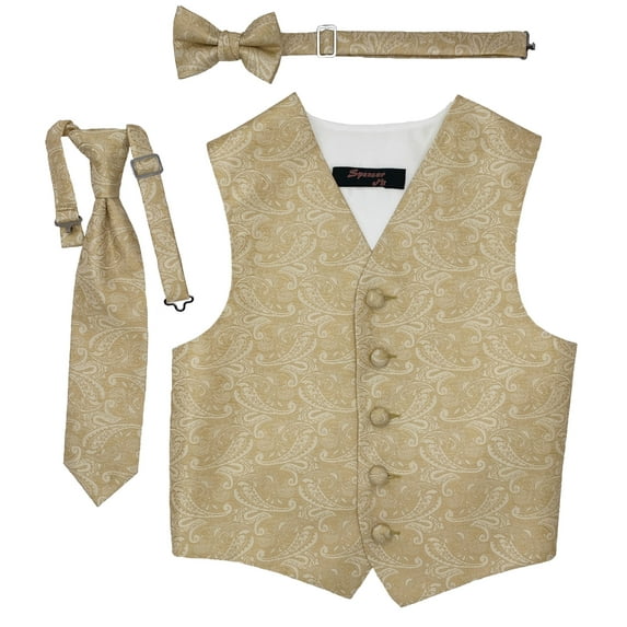 Paisley Champagne Boys Satin Vest Spencer J - Boys 9-10