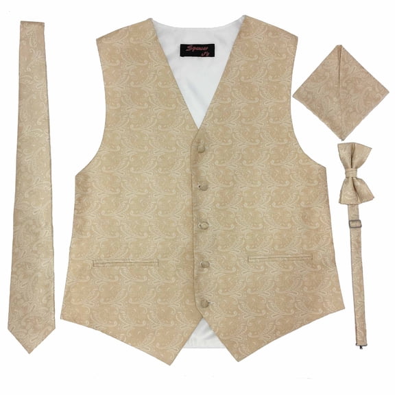 Paisley Champagne Men's Satin Vest Spencer J's - S