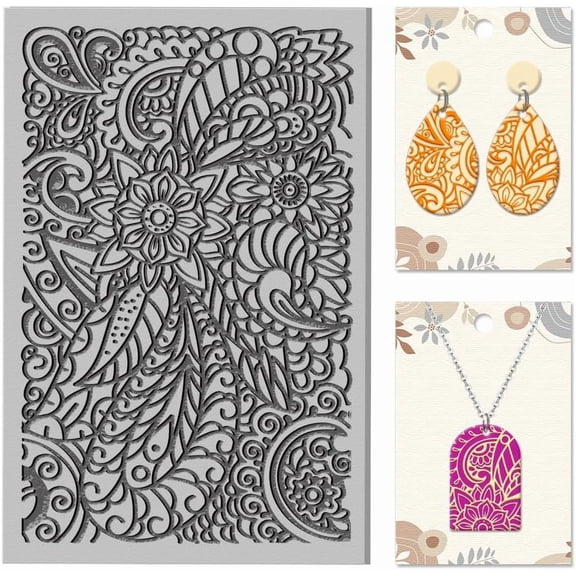 Paisley Clay Texture Mat Mandala Clay Modeling Pattern Pad Cashew Flowers Texture Sheets