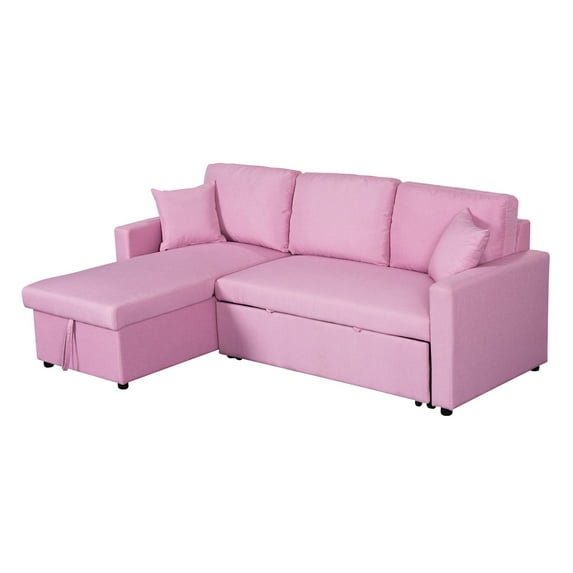 Paisley Collection: Reversible Sectional Sofa with Storage Chaise & Sleeper Bed