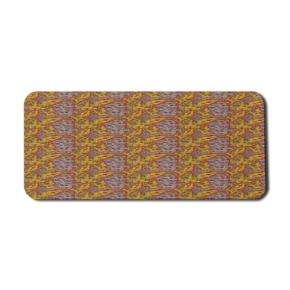 Paisley Computer Mouse Pad, Vibrant Colors Repetitive Pateh Illustration, Rectangle Non-Slip Rubber Mousepad X-Large, 35" x 15" Gaming Size, Multicolor, by Ambesonne