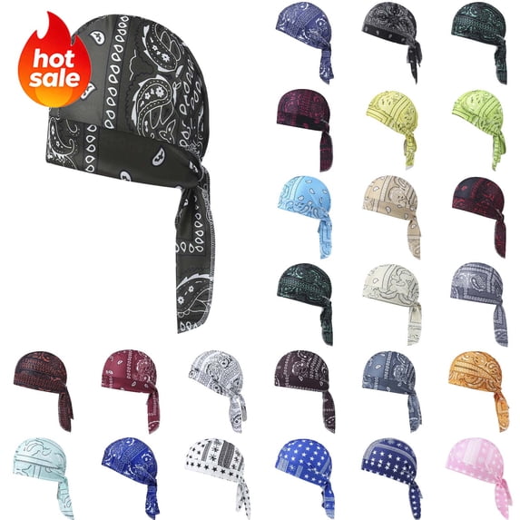 Paisley Cooling Headscarf Cap - Elastic Cycling Sports Cap Breathable Adjustable Bandana Hat Sweat Wicking Lightweight Summer Sun Protection for Outdoor Activities