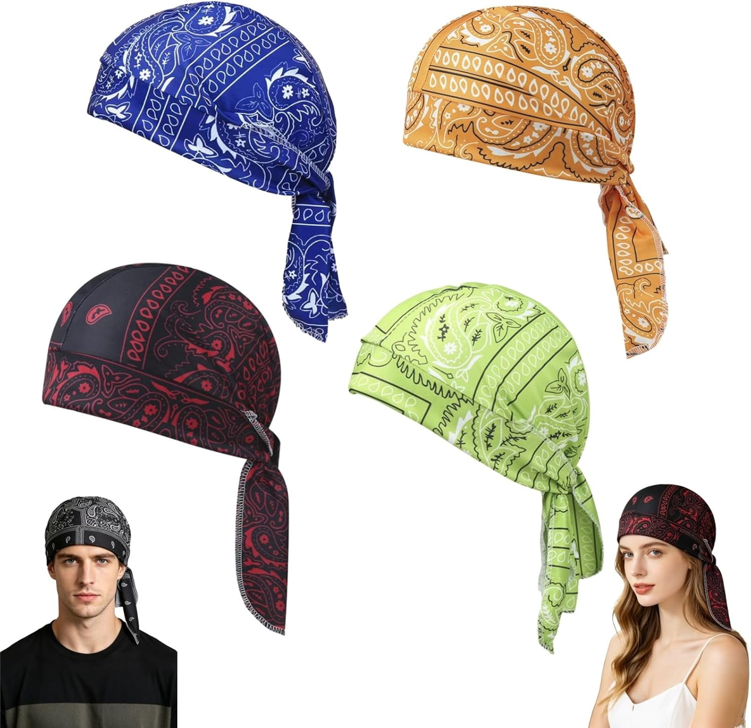 beeden Paisley Bandana Cap キャップ バンダナ y2k Paisley Cooling Headscarf Cap Set,Breathable Sweat Wicking Bandana