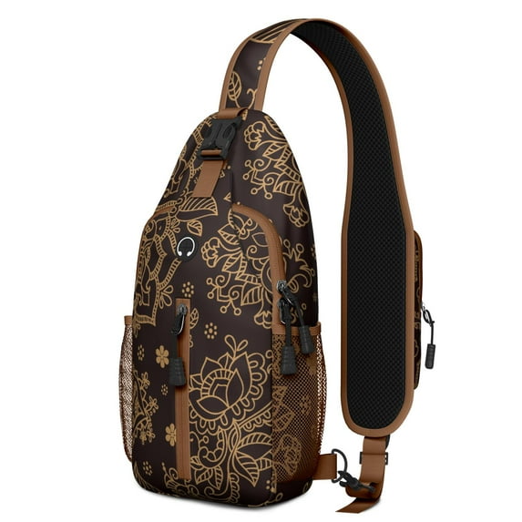 Paisley Crossbody Sling Backpack for Men - Womens Fashion Sling Bag with Adjustable Shoulder Straps for Travel Hiking Chest Bag Daypack Anti-theft Purse