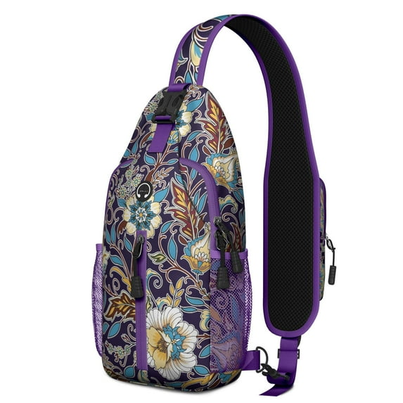 Paisley Crossbody Sling Backpack for Men - Womens Fashion Sling Bag with Adjustable Shoulder Straps for Travel Hiking Chest Bag Daypack Anti-theft Purse