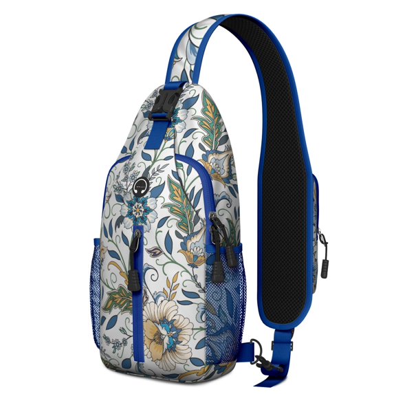 Paisley Crossbody Sling Backpack for Men - Womens Fashion Sling Bag with Adjustable Shoulder Straps for Travel Hiking Chest Bag Daypack Anti-theft Purse