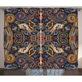 thumbnail image 1 of Ambesonne Paisley Curtains 2 Panel Set, Moroccan Floret Antique, 108" x 84", Royal Blue Sand Brown, 1 of 3