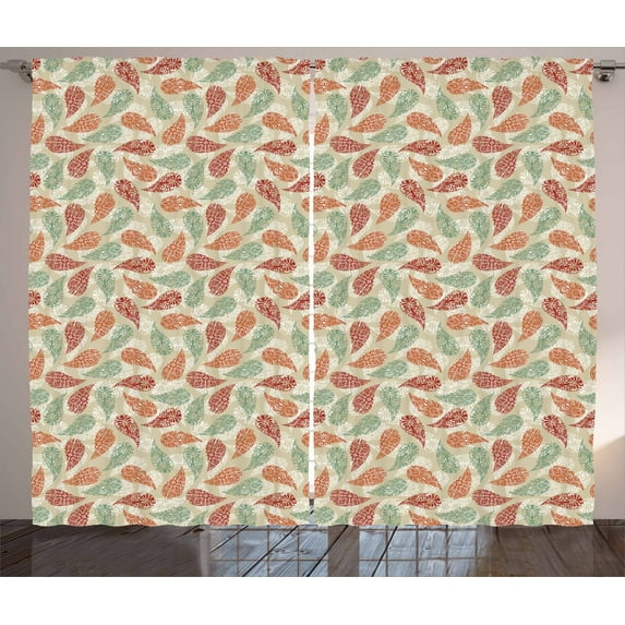 Ambesonne Paisley Curtains 2 Panel Set, Vintage Persian Elements, 108" x 84", Multicolor