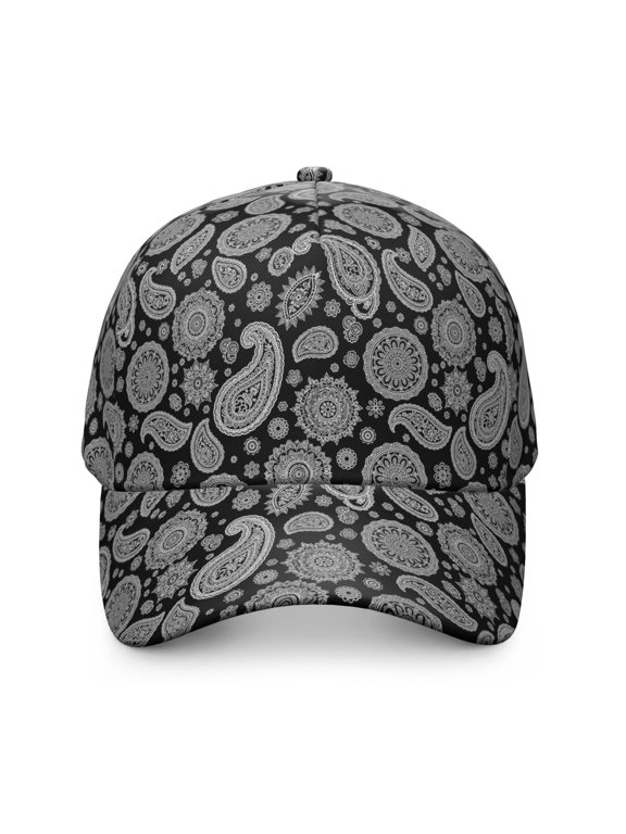 Paisley and Damask Black Pattern Baseball Cap, Casual Daily Hat with Snap Closure & Sweatband, Lightweight Shape Retaining Gifts for Birthday Christmas Thanksgiving