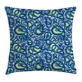 thumbnail image 1 of Paisley Decor Throw Pillow Cushion Cover, Indian Ocean Waves Like Design with Big and Small Raindrops alike Artwork, Decorative Square Accent Pillow Case, 18 X 18 Inches, Blue and Green, by Ambesonne, 1 of 1