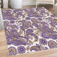 thumbnail image 1 of Paisley Decorative Rug, Blue and Purple Flowers Leaves Floral Pattern Bohemian Style Country Print, Quality Carpet for Bedroom Dorm and Living Room, 6 Sizes, Khaki Lavender, by Ambesonne, 1 of 4
