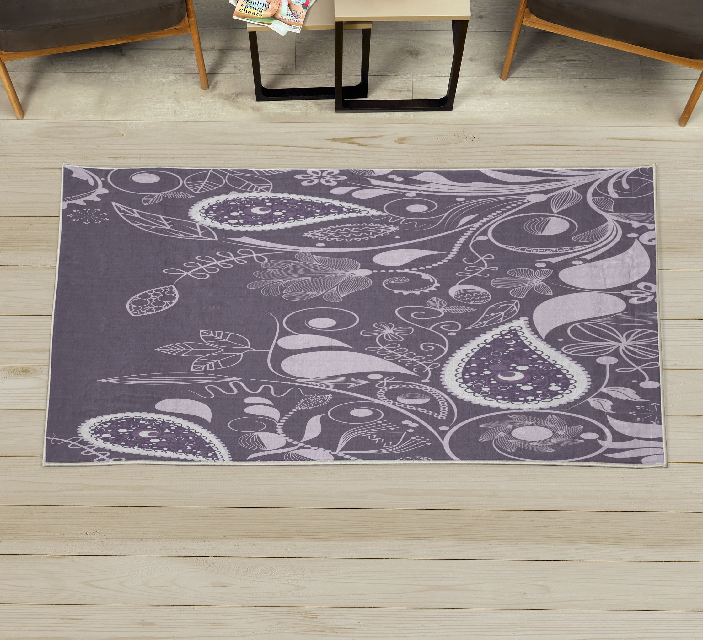 Paisley Decorative Rug, Oriental Motifs with Swirled Branch and Flower ...