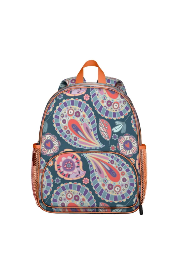 Paisley Design Boho School Backpack - Waterproof Ergonomic Student Daypack with Double Zipper