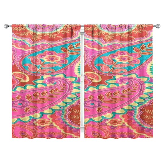 Paisley Design Curtains-Blackout Curtains Bedroom Decor Living Room Darkening Grommet Window Drapes 2 Panels Set 52"x 84"