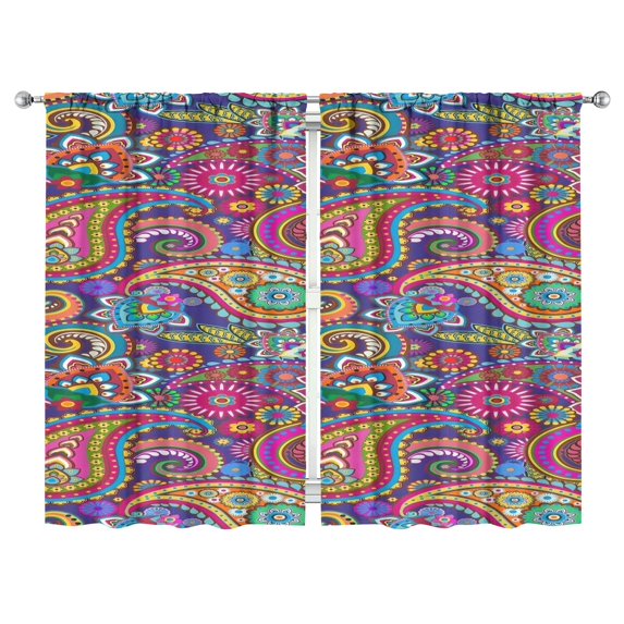 Paisley Design Curtains-Blackout Curtains Bedroom Decor Living Room Darkening Grommet Window Drapes 2 Panels Set 52"x 84"