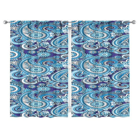 Paisley Design Curtains-Blackout Curtains Bedroom Decor Living Room Darkening Grommet Window Drapes 2 Panels Set 52"x 84"