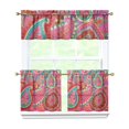 thumbnail image 1 of Paisley Design Kitchen Curtains and Valances Set - 3 Piece Kitchen Curtains Sets with Valance for Windows Rod Pocket Machine Washable Kitchen Decor Decorations (54"x18"+2x27.5"x24"), 1 of 6