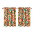 thumbnail image 1 of Paisley Design Kitchen Curtains - Vintage Paisley Design Tier Cafe Curtains for Bathroom Living RV Rod Pocket Window Drapes 36 Inch 2 Panels Set 28"x36" 2 Panels Window Treatment Tiers, 1 of 4