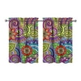 thumbnail image 1 of Paisley Design Kitchen Curtains - Vintage Paisley Design Tier Cafe Curtains for Bathroom Living RV Rod Pocket Window Drapes 36 Inch 2 Panels Set 28"x36" 2 Panels Window Treatment Tiers, 1 of 4