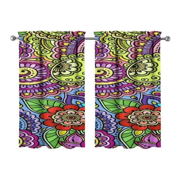 Paisley Design Kitchen Curtains - Vintage Tier Cafe Curtains for Bathroom Living RV Rod Pocket Window Drapes 36 Inch 2 Panels Set 28"x36" Window Treatment Tiers
