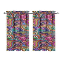 Paisley Design Kitchen Curtains - Vintage Tier Cafe Curtains for Bathroom Living RV Rod Pocket Window Drapes 36 Inch 2 Panels Set 28"x36" Window Treatment Tiers