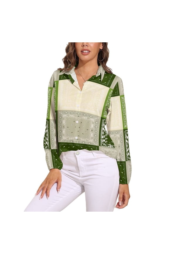 Paisley Design Long Sleeve Blouse Woman Streetwear Casual Shirts Summer Oversize Woman Streetwear Clothing Birthday Present