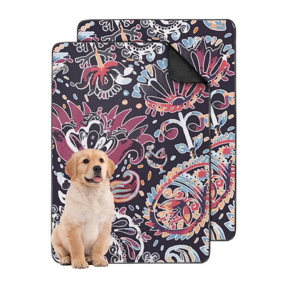 Paisley Design Non-Slip Dog Mat, 24" x35" Reusable and Washable, Absorbent Pad for Puppy Training and for Protecting Floors from Pet Stains.