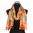 thumbnail image 1 of Paisley Design-Sheer Silk/Polyester Long Scarf Orange, 1 of 1