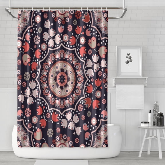 Paisley Design Shower Curtain Vintage Retro Ethnic Abstract Decorative Waterproof Bath Curtain 72x72 Inch Polyester Fabric