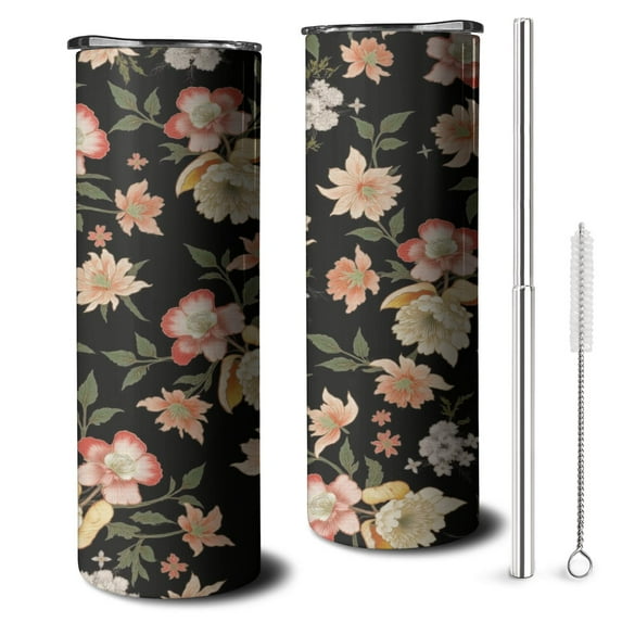 Paisley Design Travel Mug with Lid Straw Vacuum Insulated Cup 20oz Tumbler for Birthdays Halloween Christmas Holidays