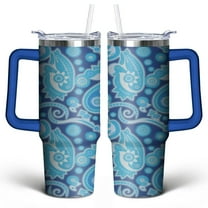 Paisley Design30 Oz Tumbler with Handle Lid and Straw, Stainless Steel Double Walled Vacuum Insulated Cup, Cute Anniversary Wedding Birthday Gifts Tumbler for Women Men Friends Outdoor Indoor