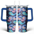 thumbnail image 1 of Paisley Design30 Oz Tumbler with Handle Lid and Straw, Stainless Steel Double Walled Vacuum Insulated Cup, Cute Anniversary Wedding Birthday Gifts Tumbler for Women Men Friends Outdoor Indoor, 1 of 1