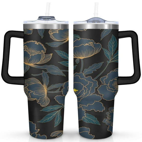 Paisley Design40 Oz Tumbler with Handle Lid and Straw, Stainless Steel Double Walled Vacuum Insulated Cup, Cute Anniversary Wedding Birthday Gifts Tumbler for Women Men Friends Outdoor Indoor