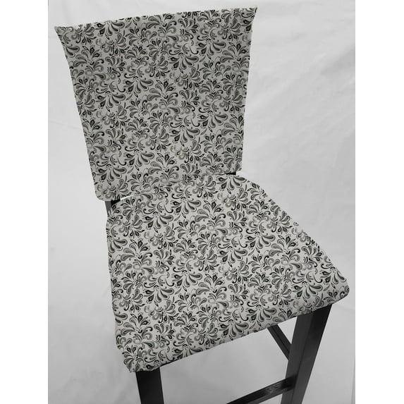 Paisley Dining Room Chair Back Covers or Seat Covers by Penny's Needful Things (Both Chair Back & Seat Cover) (17 W x 20 H CHAIR BACK) (Black & Gray)