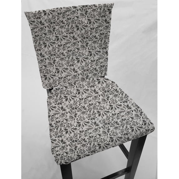 Paisley Dining Room Chair Back Covers or Seat Covers by Penny's Needful Things (Chair Back Cover Only) (20 W x 17 H CHAIR BACK) (Black & Gray)